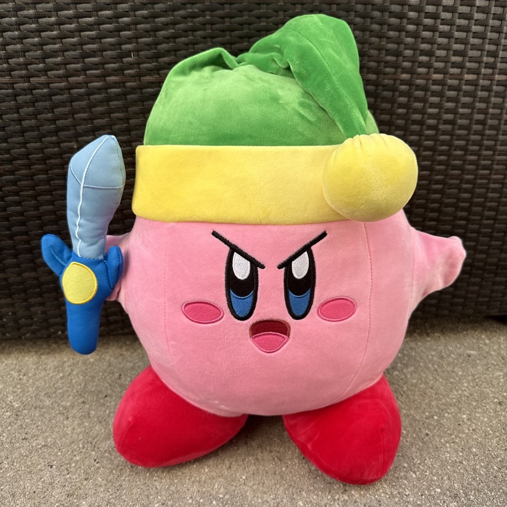 KIRBY w/ Sword JUMBO 16" Large Mega Plush Nintendo Link Stuffed Toy CHRISTMAS